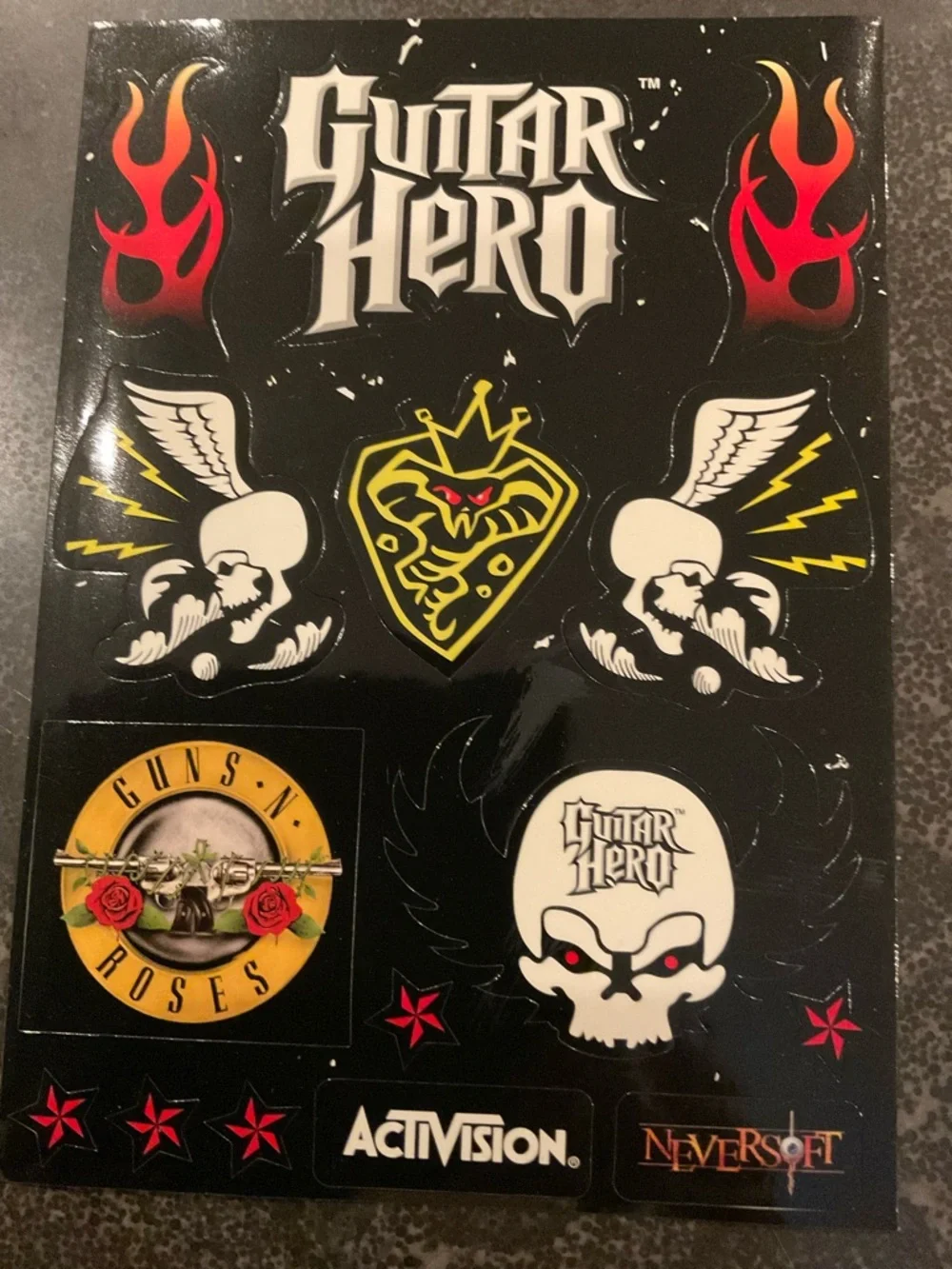 Guitar Hero Sticker Sheet - Black